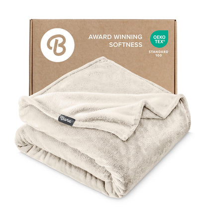 Bare Home Fleece Blanket Luxury Microplush (Full/Queen, Grey)