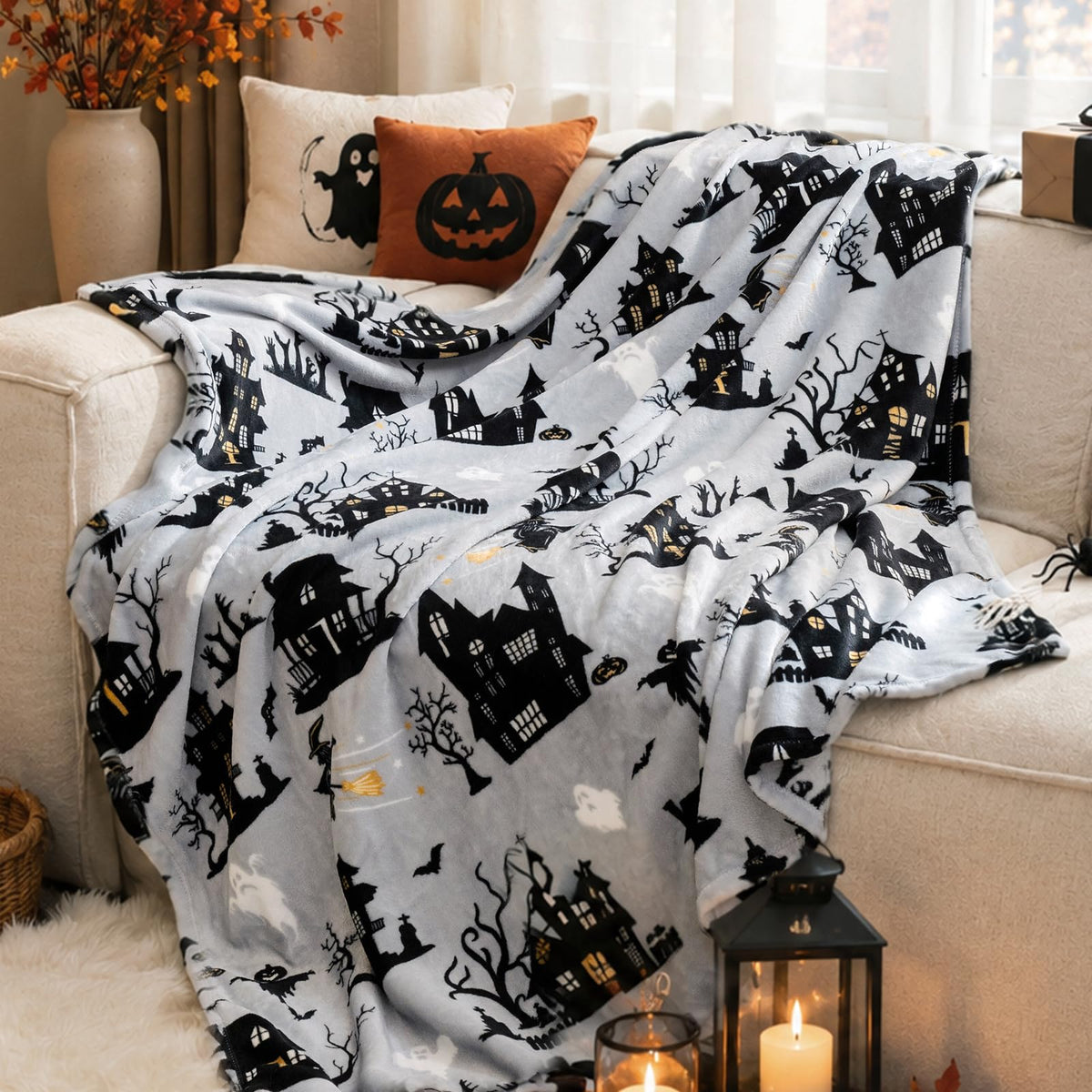 PHF Fleece Blanket King Size 108x90-300GSM Lightweight Airy Warmth, Khaki
