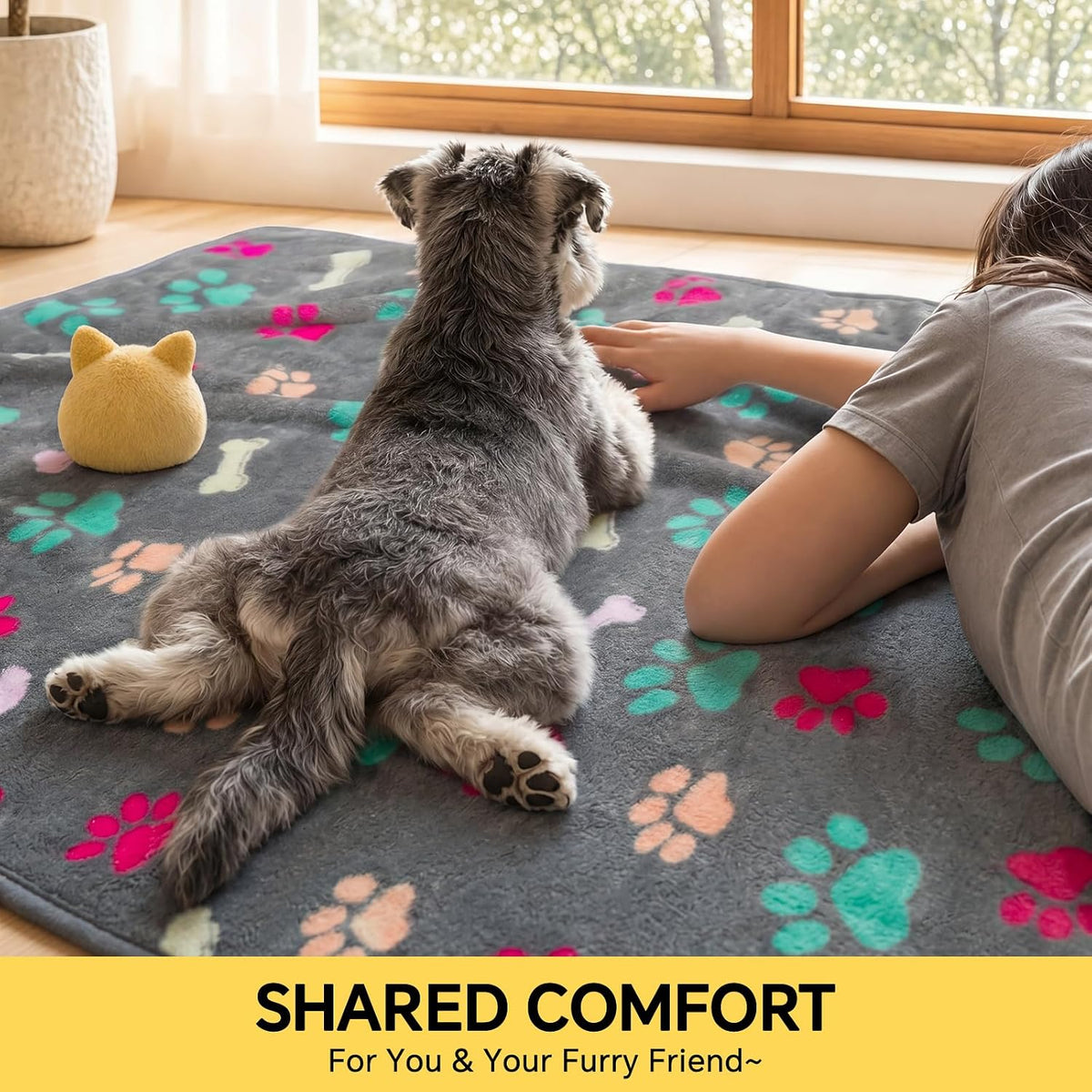 Luciphia 1 Pack 3 Blankets Fluffy Premium Fleece Pet Blanket Flannel Paw Printed Throw for Dog Cat(Small 23x16'', Grey/Brown/Blue)