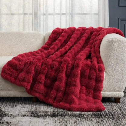 Cozy Bliss Faux Fur Throw Blanket for Couch, Fuzzy Soft Plush Thick Bubble Blanket for Sofa Bedroom Living Room, 50 * 60 Inches Tie-dye Taupe