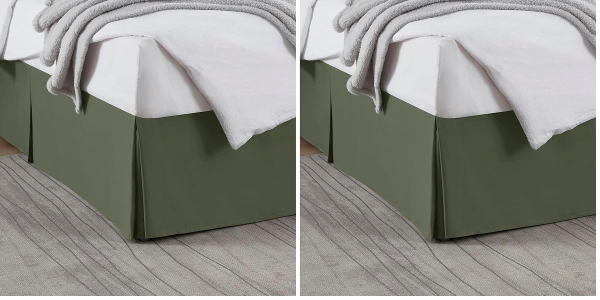 Nestl Linen Bed Skirt Queen Size - Queen Bed Skirt 14 Inch Drop - Brushed Microfiber Bed Skirts - Hotel Quality Pleated Bed Skirt - Shrinkage & Fade Resistant