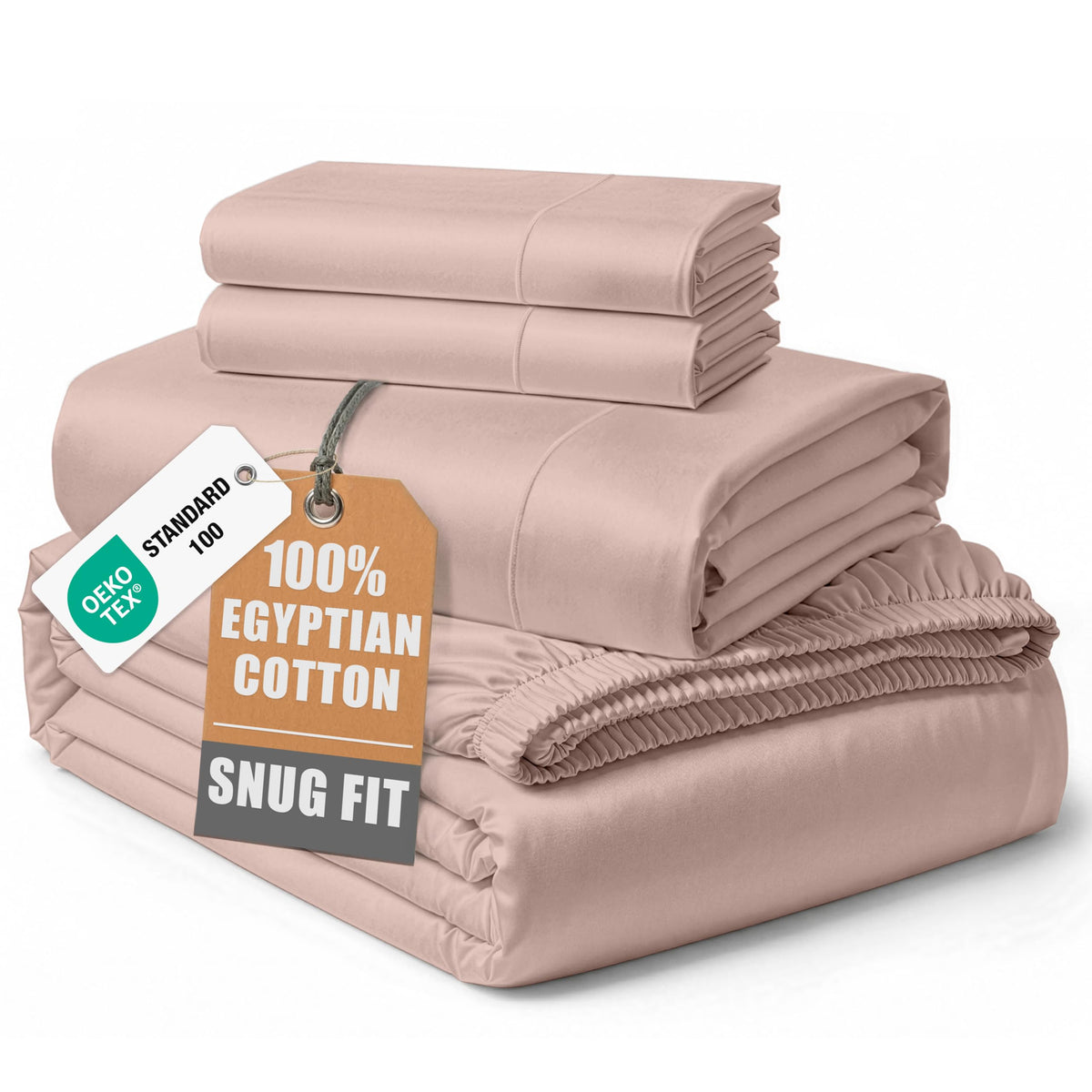 LANE LINEN 100% Egyptian Cotton Sheets King Size Silky Sateen Weave - White