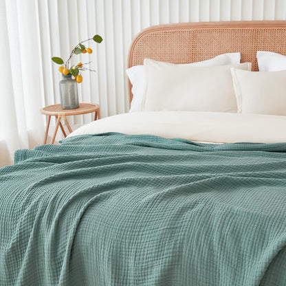 EMME Muslin Throw Blanket for Adults 100% Cotton Blankets for Couch Breathable Gauze All Season Soft and Lightweight Pre-Washed (Teal, 50"x71")