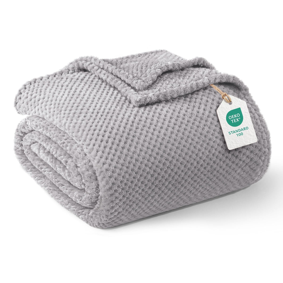 Exclusivo Mezcla Large Waffle Fleece Throw Blanket for Couch, Slate Blue