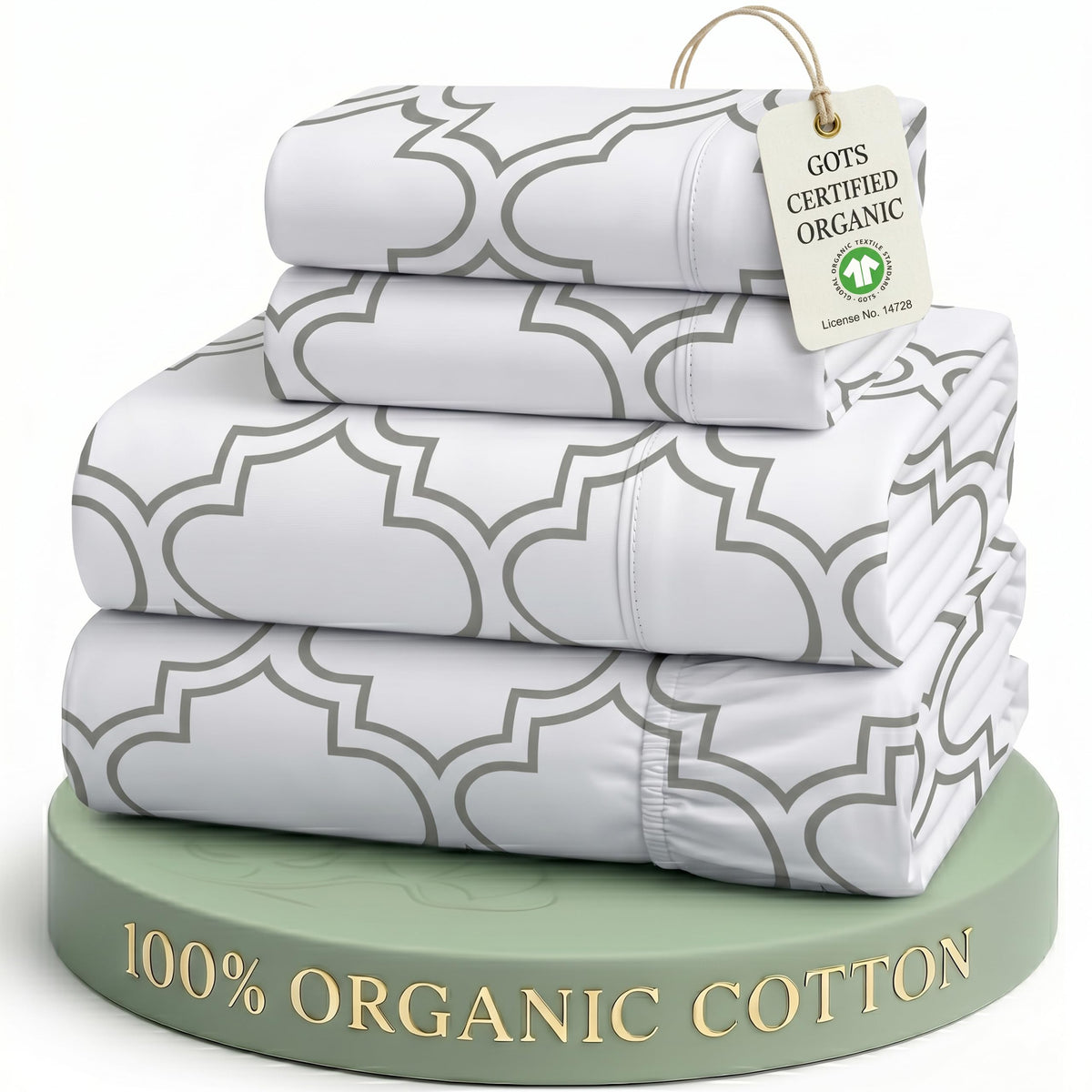 LANE LINEN Queen Sheets 100% Organic Cotton 4pc Percale Cooling - White