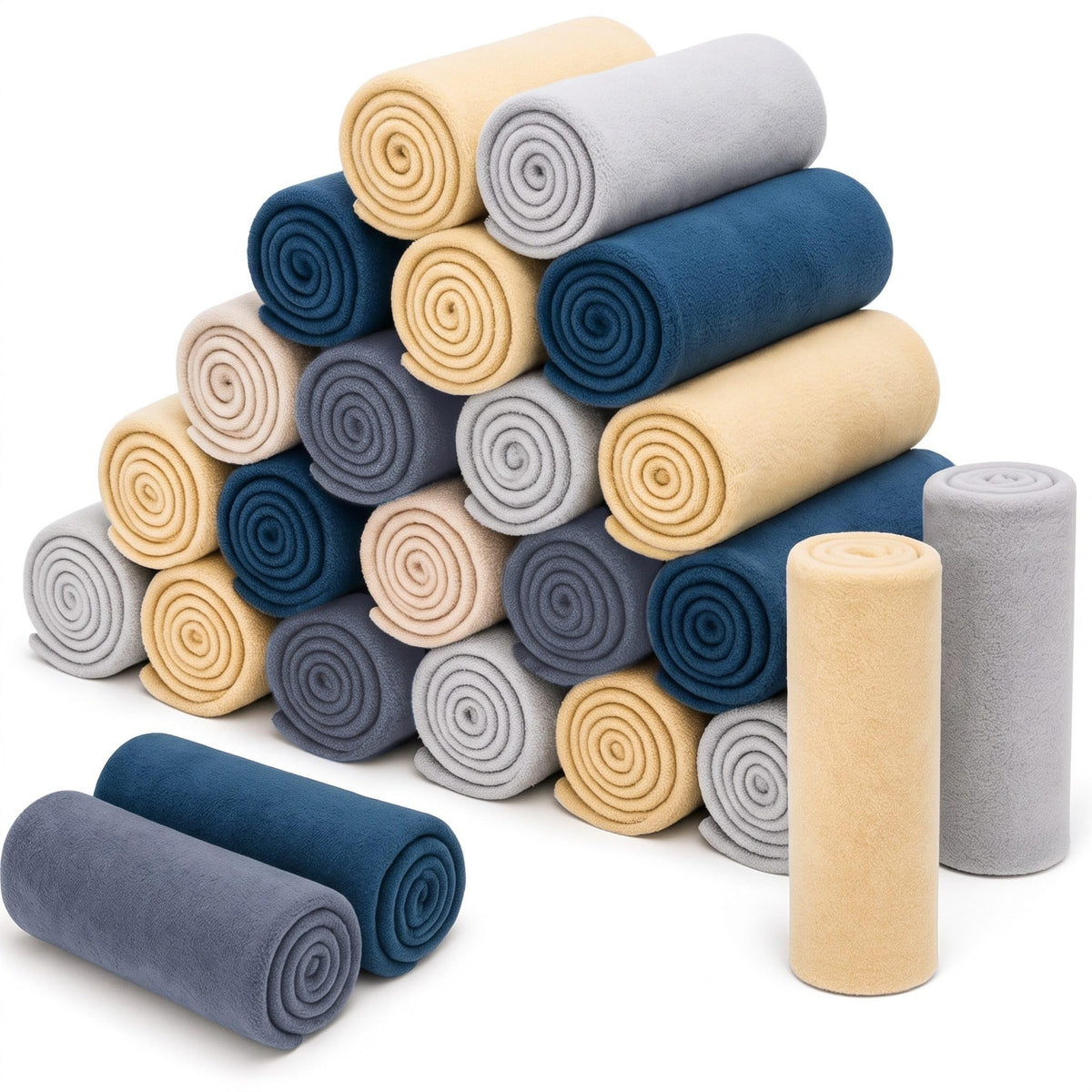 Macarrie 50 Pack Fleece Blankets Bulk,50 x 60 Inch Gray Soft Throw Blankets
