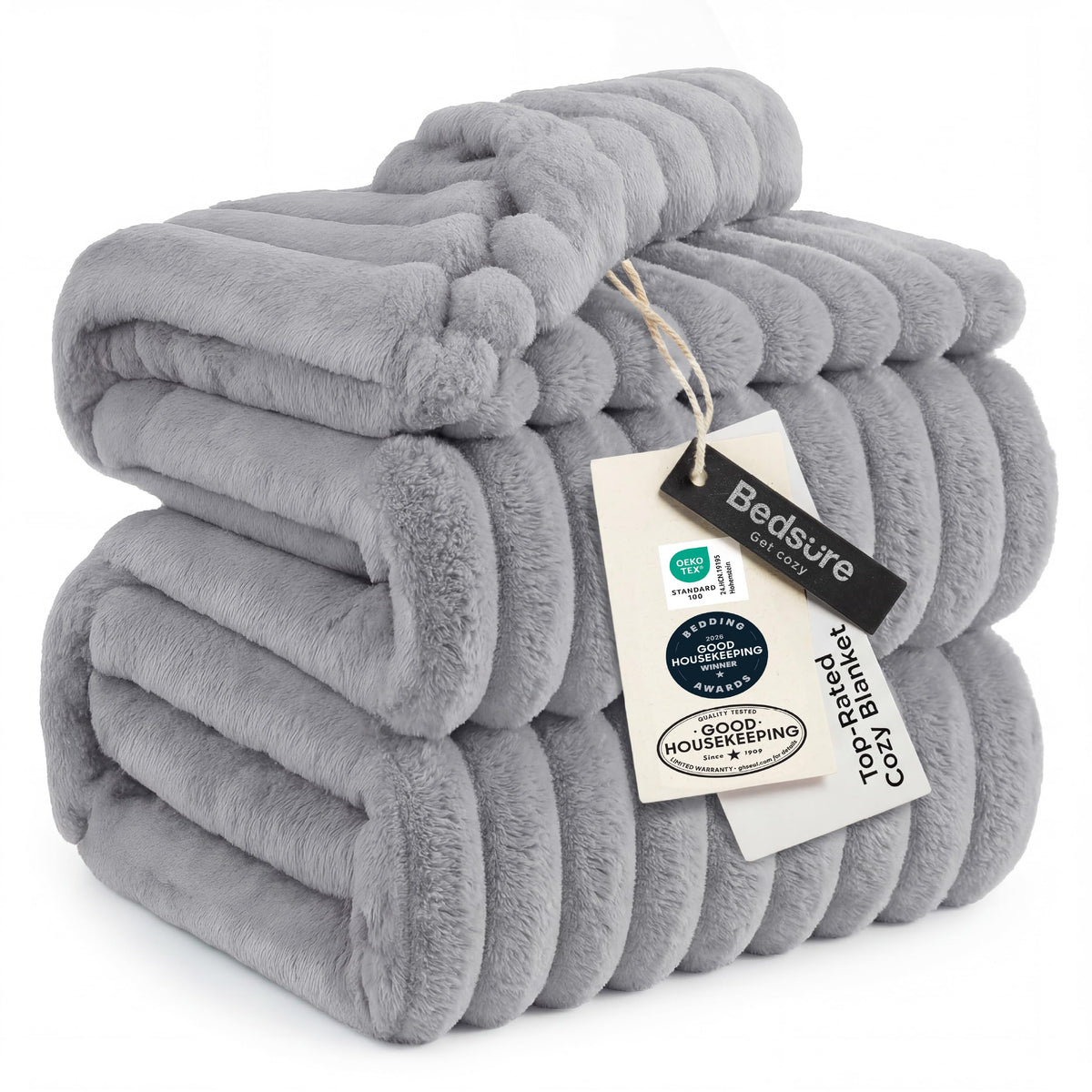 Bedsure Soft Queen Size Blanket for Bed Beige 90"x90"