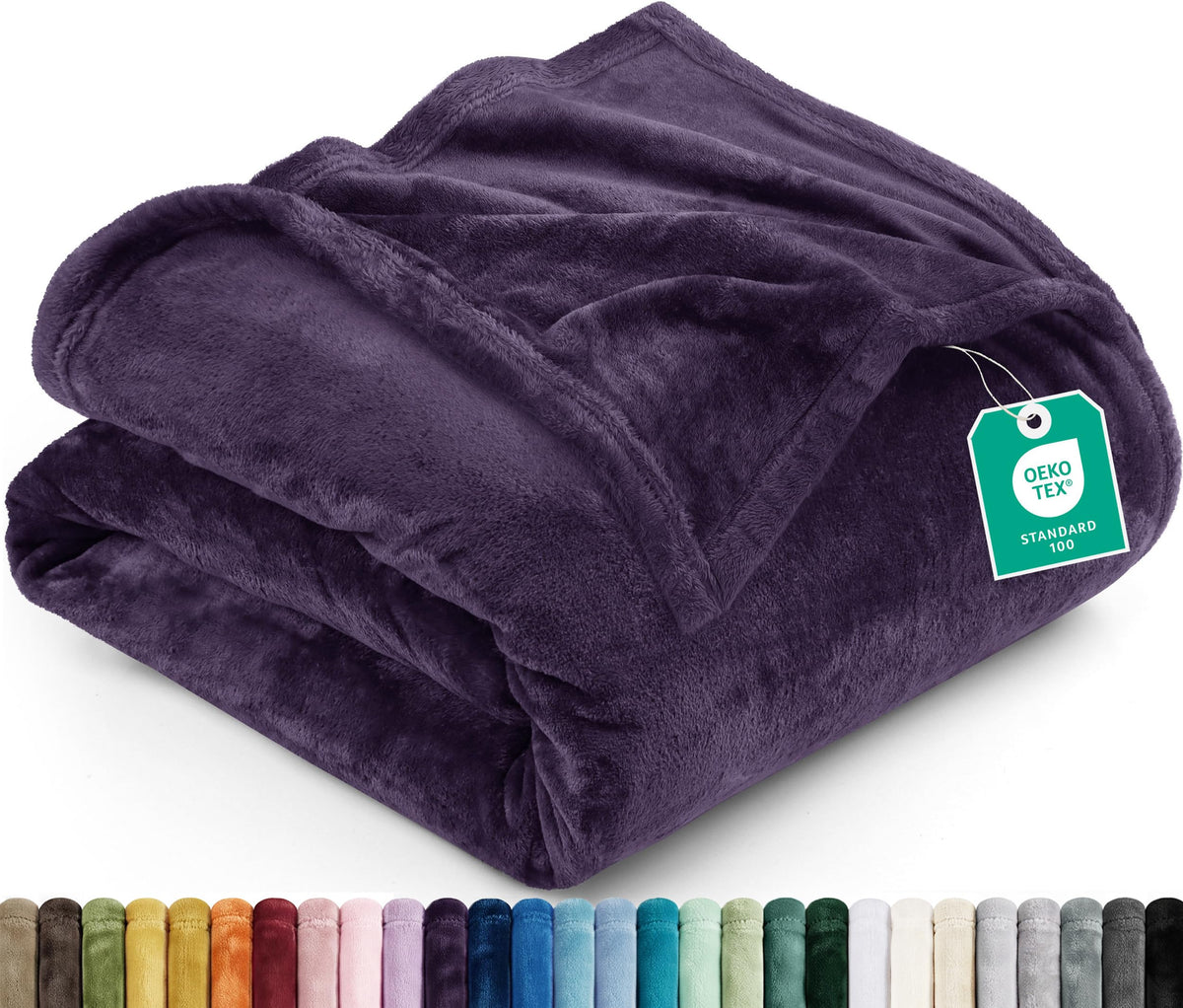 Utopia Bedding Ultra Soft Fleece Bed Blanket Queen Size Purple (90x90 Inch)