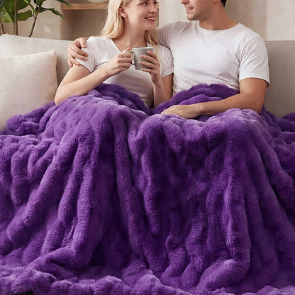 ORINOVA Pink Fluffy Double Sided Blanket for Couch Living Room Faux Fur 50x60 Fuzzy Throw No Shed Blanket for Bed Soft Furry Bed Cozy Comforter Home Decor Gifts 860 GSM