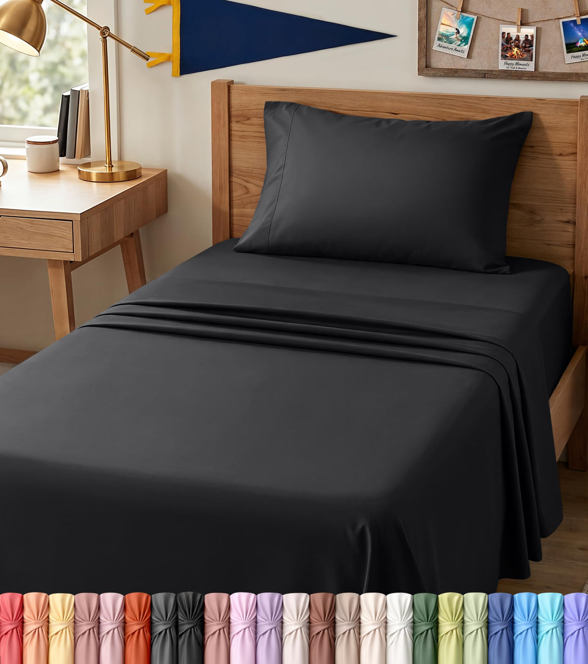 Queen Sheets Set, 4 Pieces 16" Deep Pocket Hotel Luxury Bed Sheets, Grey