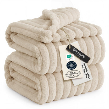 Bedsure Soft Beige Throw Blanket for Couch Decor Gifts 50"x60"