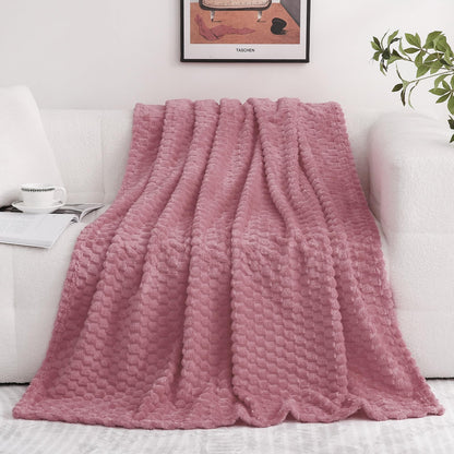 Puncuntex Burnt Orange Throw Blanket 50"×60" Fuzzy 3D Jacquard Decorative