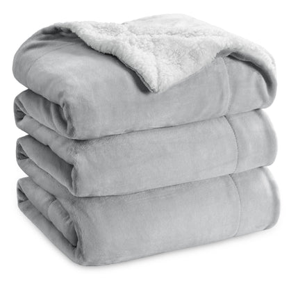 Bedsure GentleSoft Sherpa Fleece Throw Blanket for Couch, Non-Heated, Thick & Warm Cozy Comfort Blanket for Winter Fall, Soft Fuzzy Plush Throw Gifts for Women and Men, Grey, 50x60 Inches