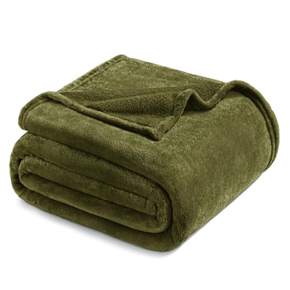 Exclusivo Mezcla Soft Large Fleece Throw Blanket for Couch, Forest Green