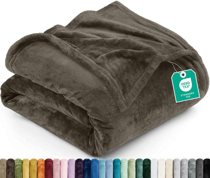 Utopia Bedding Ultra Soft Fleece Bed Blanket Queen Size Grey (90x90 Inches)
