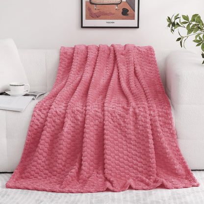Puncuntex Burnt Orange Throw Blanket 50"×60" Fuzzy 3D Jacquard Decorative