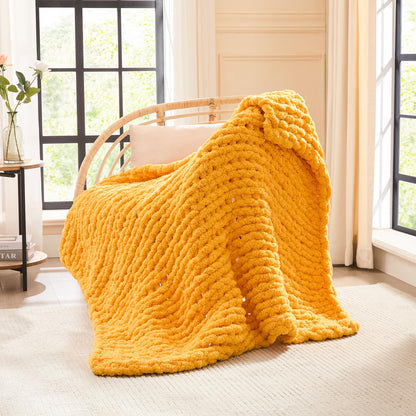 L'AGRATY Chunky Knit Throw Blanket for Couch, 50'' x 60'' Knit Throw, Ivory