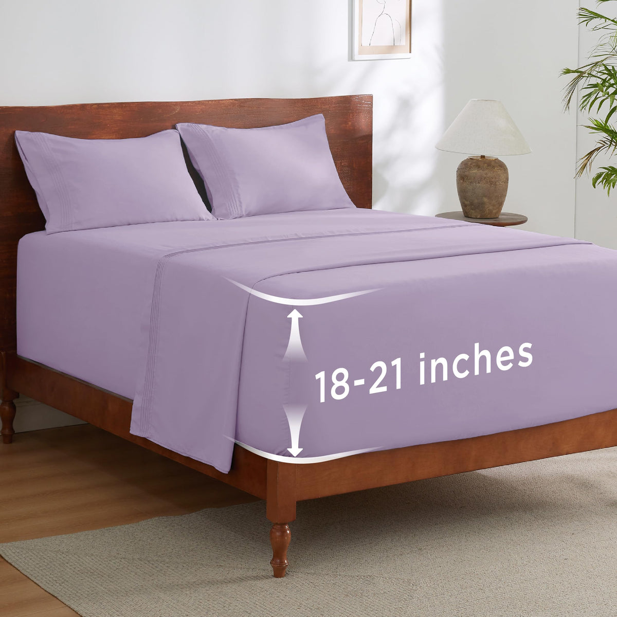 Bedsure Deep Pocket Queen Sheets Set - Fits Mattresses Up to 21 Inches Thick - 4 Piece GentleSoft Bed Sheets, Moisture Wicking, Soft & Cooling Bedsheet & Pillowcases, Easy & Secure Fit, Light Grey