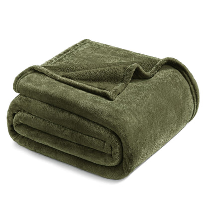 Exclusivo Mezcla Soft Large Fleece Throw Blanket for Couch, Forest Green