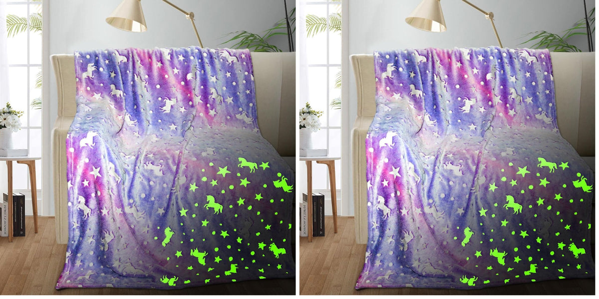 TEHALK Unicorn Glow in The Dark Blanket, Unicorn Blanket for Girls/Kids, Unicorns Gifts for Girls Age 3-12, Toddler Blanket for Kids, Soft Fleece Blanket Throw Birthday Gift 40"x60"