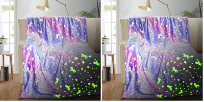 TEHALK Unicorn Glow in The Dark Blanket, Unicorn Blanket for Girls/Kids, Unicorns Gifts for Girls Age 3-12, Toddler Blanket for Kids, Soft Fleece Blanket Throw Birthday Gift 40"x60"