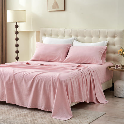 BISELINA Linen Sheet French Flax Flat Sheet Only 55% Euro Flax 45% Cotton Basic Style Solid Color Soft Breathable Farmhouse Top Sheet 1-Piece (Full, Linen)