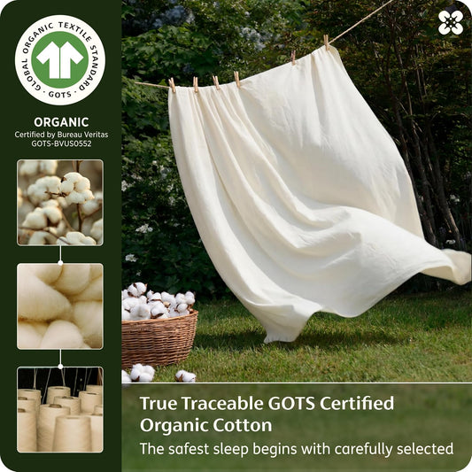 Bedsure PureWoven 100% GOTS Certified Organic Cotton Sheets, Queen Size