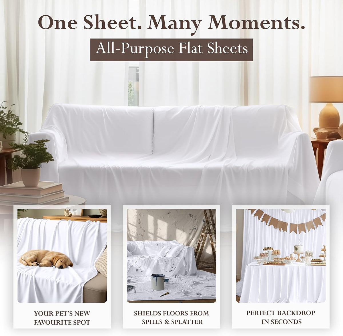 Utopia Bedding Flat Sheets - Pack of 6 - Soft Brushed Microfiber Fabric - Shrinkage & Fade Resistant Top Sheets - Easy Care (Full, White)