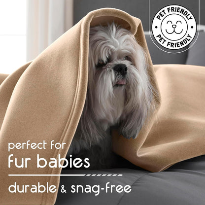 Vellux 1B07049 Original Insulating Core Hotel Style Solid blanket Machine Washable Soft Cozy Warm Pet Friendly Bed Sofa Blankets, Twin, Beige