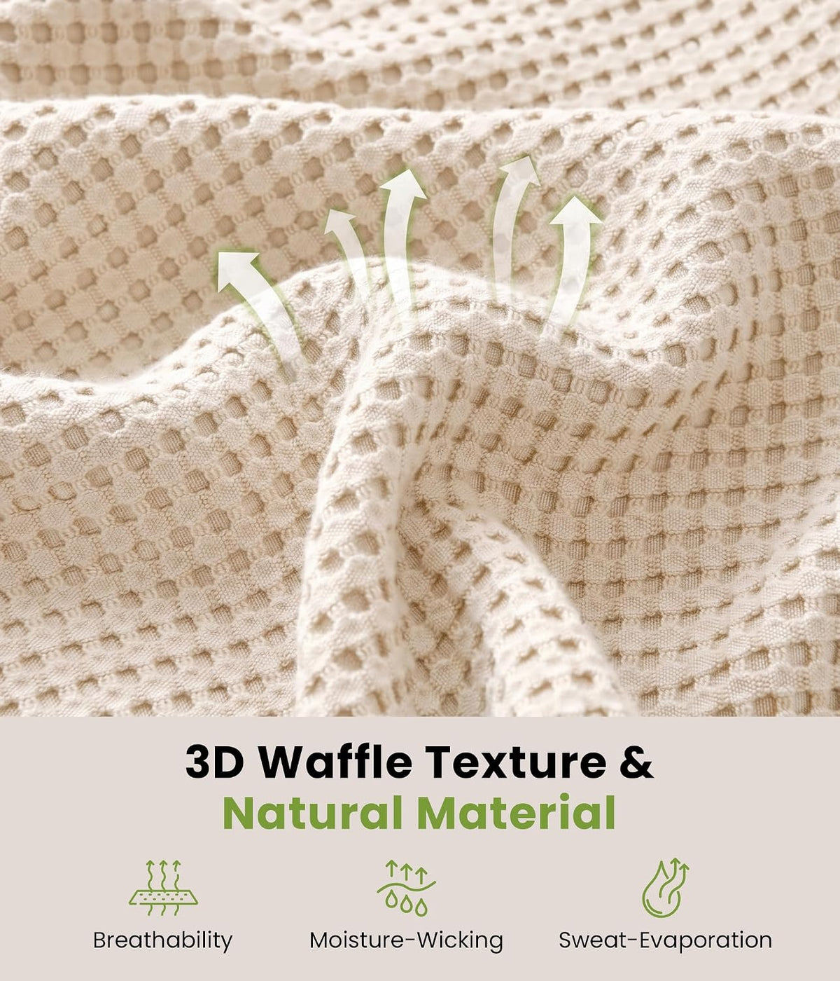 MURT 100% Bamboo Rayon Waffle Weave Twin Blanket for Bed, Cream, 60x80 Inch
