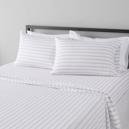 Amazon Basics Lightweight Breathable Wrinkle-Free Brushed Microfiber 3-Piece Bed Sheet Set with 14-Inch Deep Pockets, Twin, Bright White, Solid