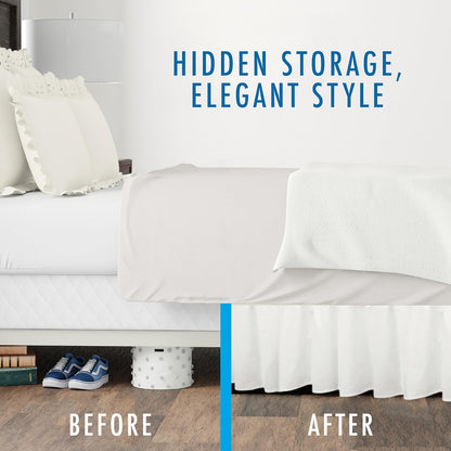 FRESH IDEAS Ideas Bedding Ruffled Bed Skirt, Classic 14” Drop Length, Gathered Styling, Full, White FRE30114WHIT02