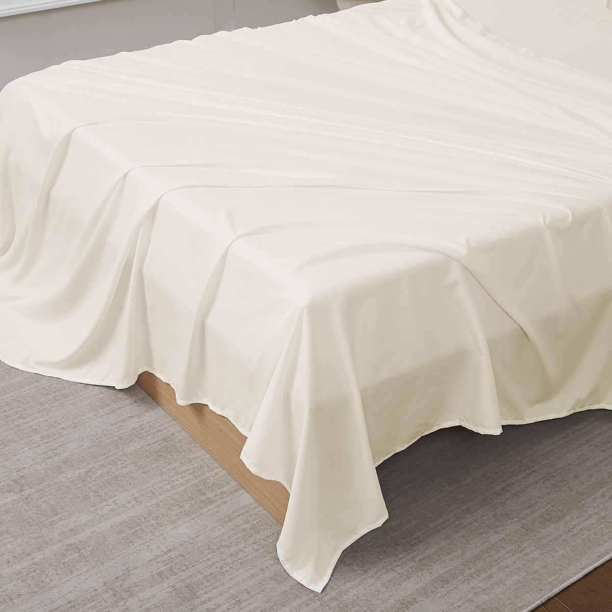 King Size Flat Sheet Only - Ultra Soft & Breathable Brushed Microfiber Top Sheet Only for King Size Beds, Denim Blue