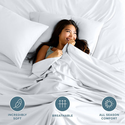 Bare Home Flat Top Sheet 1800 Ultra-Soft (Twin/Twin XL, White)