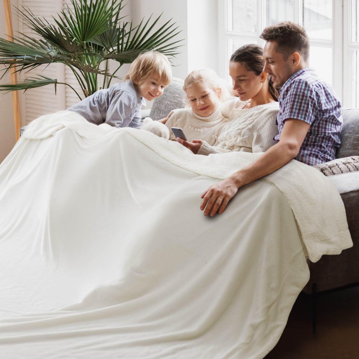 Bedsure GentleSoft Sherpa Fleece Queen Blankets for Bed, Non-Heated, Thick and Warm Throw for Women and Men, Soft Fuzzy Plush Comfort Queen Blanket for Winter, Grey, 90x90 Inches