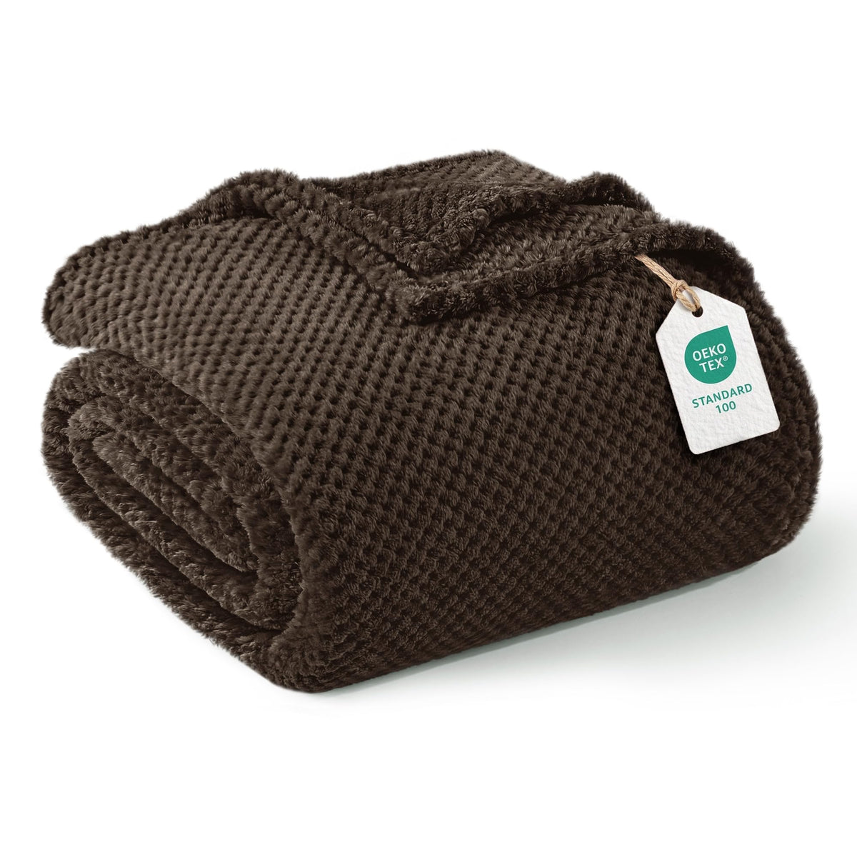 Exclusivo Mezcla Large Waffle Fleece Throw Blanket for Couch, Slate Blue
