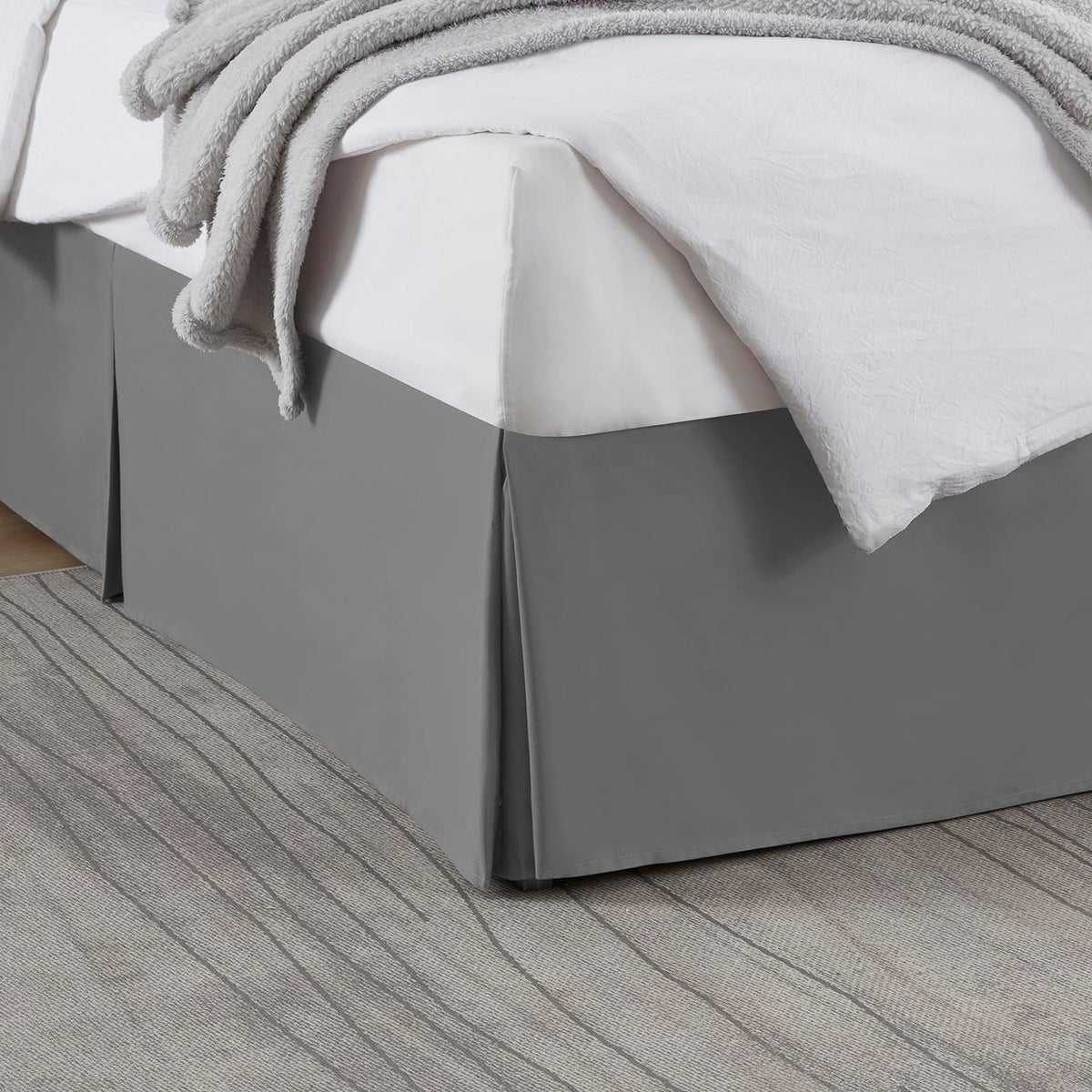 Nestl Linen Bed Skirt Queen Size - Queen Bed Skirt 14 Inch Drop - Brushed Microfiber Bed Skirts - Hotel Quality Pleated Bed Skirt - Shrinkage & Fade Resistant