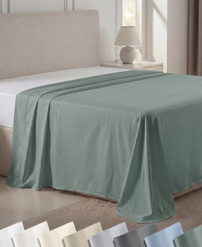California Design Den 600 Thread Count Queen Flat Sheet, Bright White