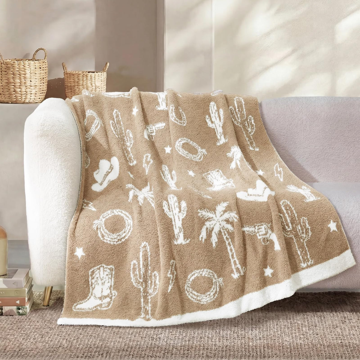 Snuggle Sac Leopard Throw Blanket for Couch Bed Sofa 50x60 inches, Reversible Beige Leopard Blanket Ultra Soft Cozy Blankets for Women Mothers Birthday Gifts