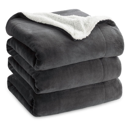 Bedsure GentleSoft Sherpa Fleece Queen Blankets for Bed, Non-Heated, Thick and Warm Throw for Women and Men, Soft Fuzzy Plush Comfort Queen Blanket for Winter, Grey, 90x90 Inches