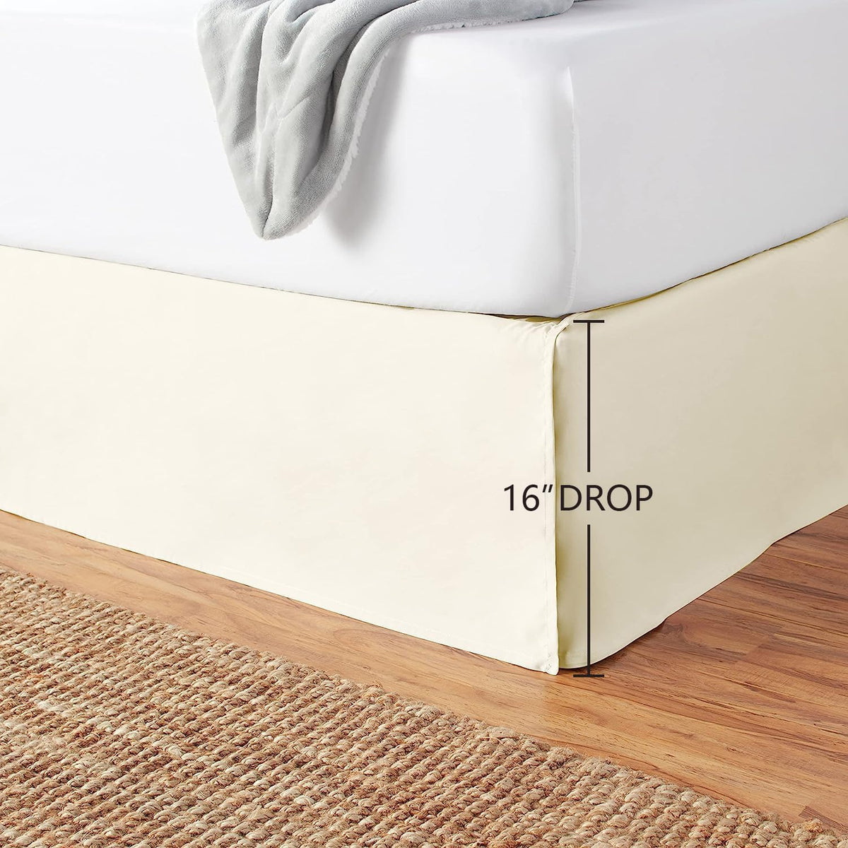 Amazon Basics Lightweight Pleated Bed Skirt, Machine Washable, Wrinkle Resistant, King, Beige