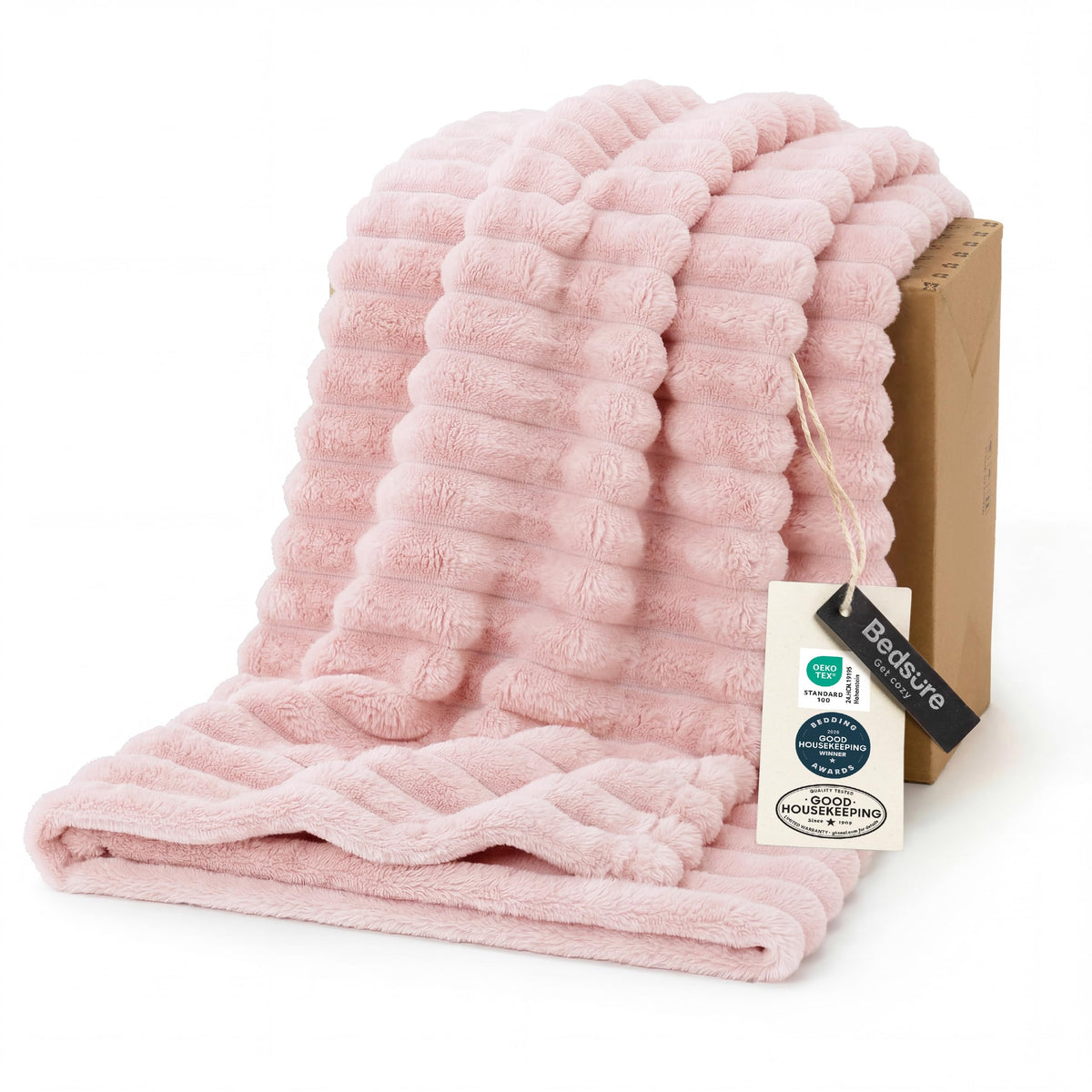 Bedsure Soft Queen Size Blanket for Bed Beige 90"x90"