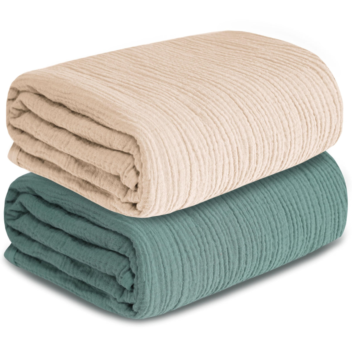 Muslin Swaddle Blankets for Newborn, 2 Pack Breathable Soft Receiving Blanket, Large 41 x 41 inches Swaddle Wrap Burping Clothes, Essentials Infant Shower Items. (Beige & Coffee)