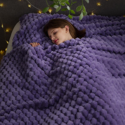 NEWCOSPLAY Fleece Ribbed Cozy Throw Blanket for Couch, Pink, 50"x60"