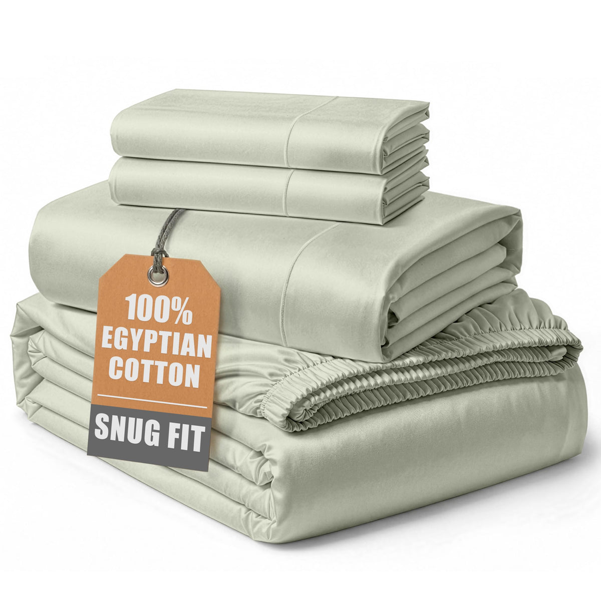LANE LINEN 100% Egyptian Cotton Sheets King Size Silky Sateen Weave - White