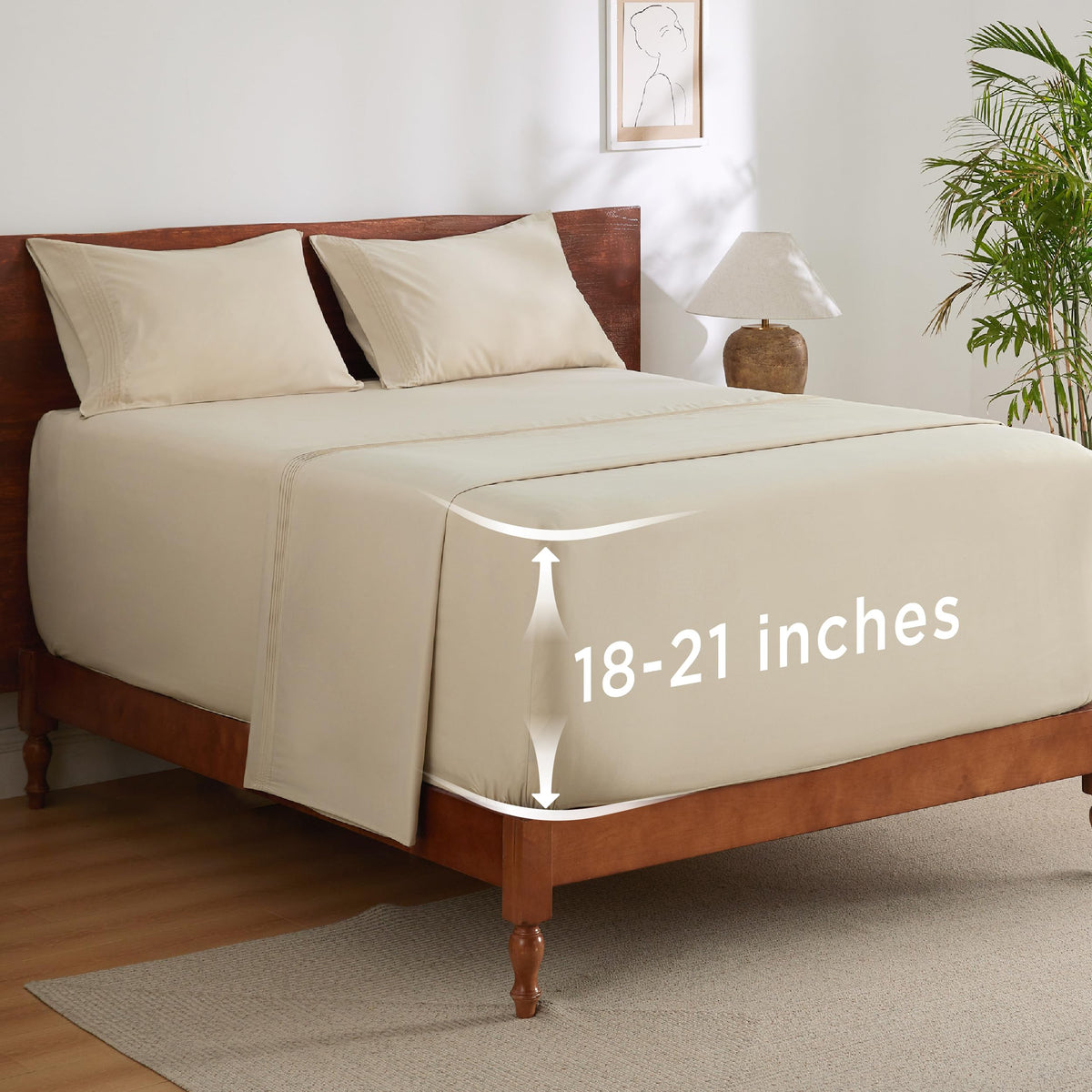 Bedsure Deep Pocket Queen Sheets Set - Fits Mattresses Up to 21 Inches Thick - 4 Piece GentleSoft Bed Sheets, Moisture Wicking, Soft & Cooling Bedsheet & Pillowcases, Easy & Secure Fit, Light Grey