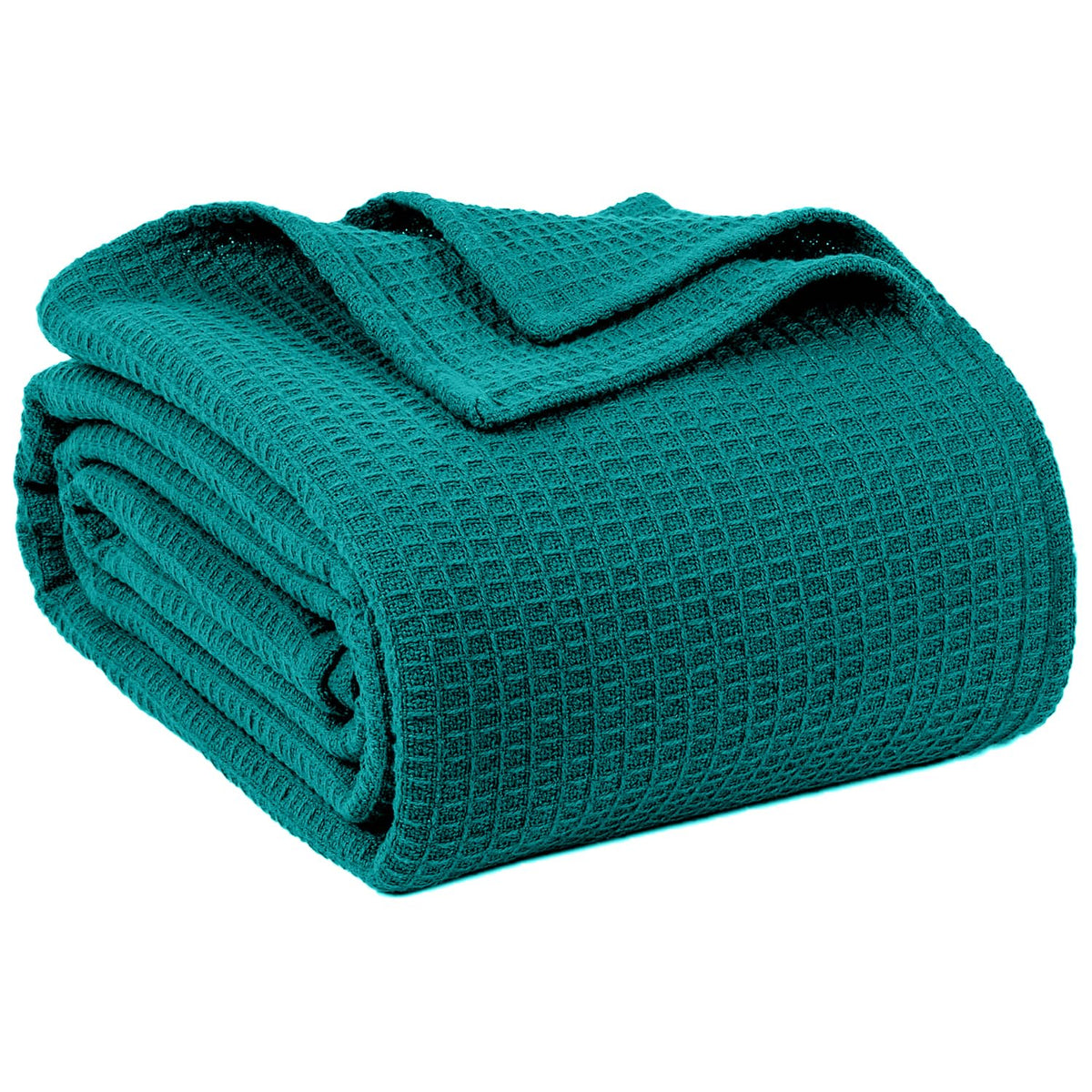 100% Cotton Blankets for Bed - Waffle Weave Blankets for Summer, Lightweight and Breathable Soft Woven Blanket for Spring (Dark Grey, Queen (90" x 90"))