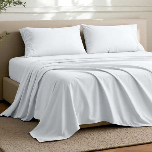 Bare Home Flat Top Sheet 1800 Ultra-Soft (Twin/Twin XL, White)