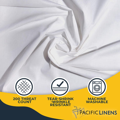 Pacific Linens 1-Piece Flat Bed Sheets - White Poly Cotton, 66 x104 inch Twin Size