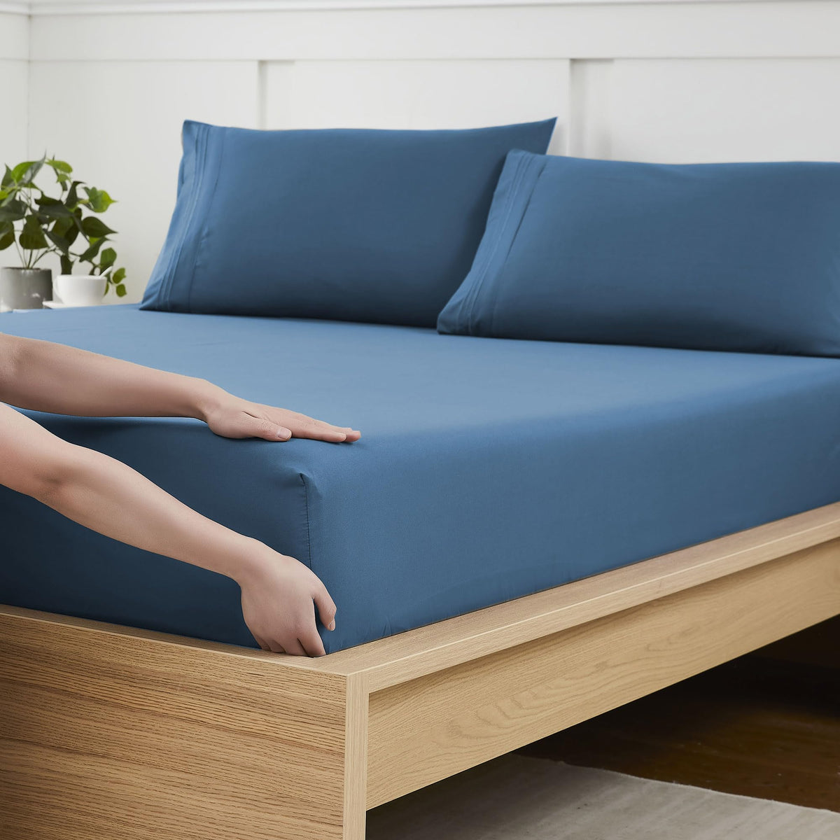 King Size Flat Sheet Only - Ultra Soft & Breathable Brushed Microfiber Top Sheet Only for King Size Beds, Denim Blue